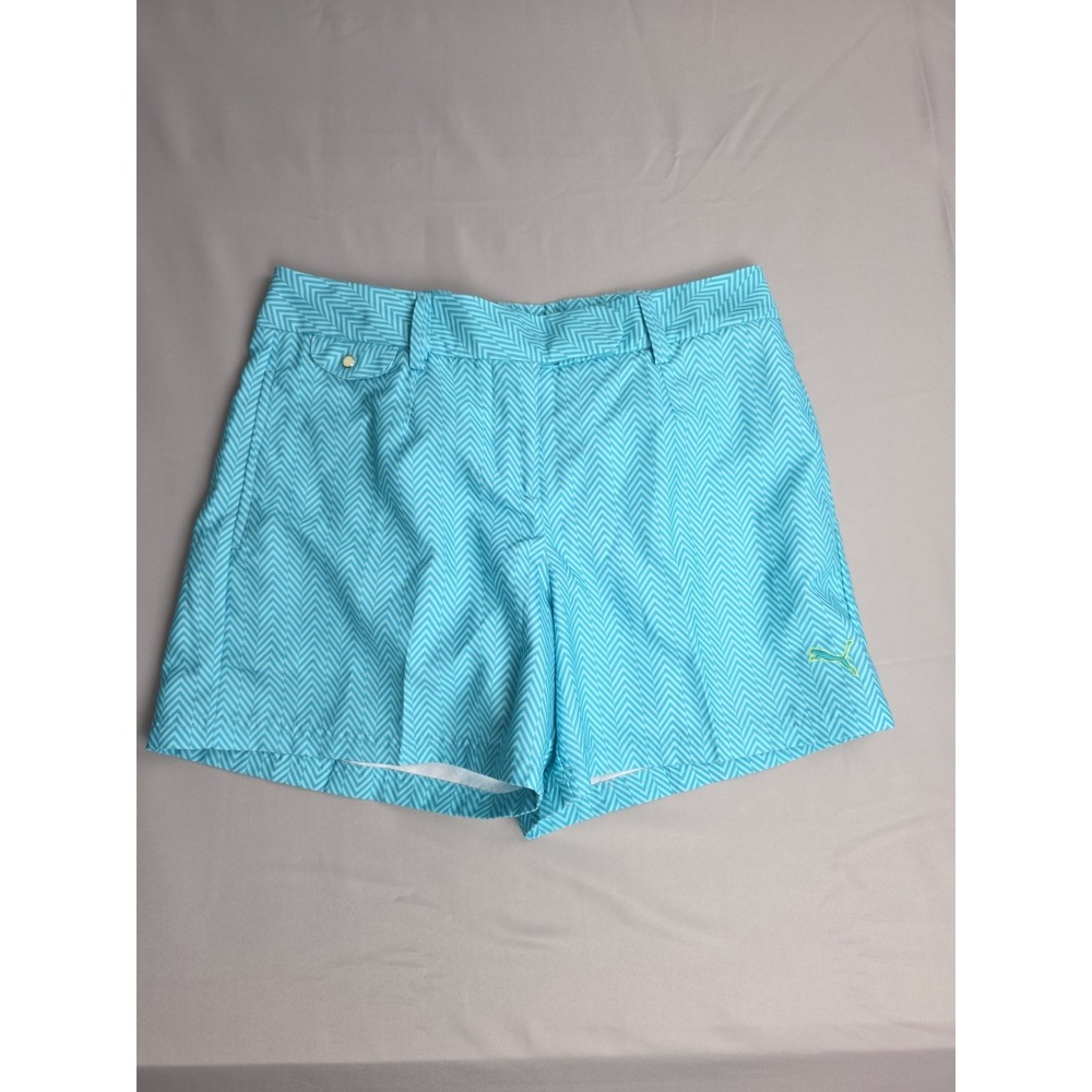 Women's Puma Shorts Golf Dry Cell Tec Size 6 Aqua Blue Stripe Ladies